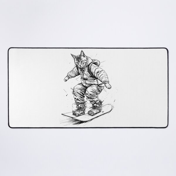 Item preview, Cat Snowboarding Streetwear Illustration carving sharply downhill designed and sold by Uglyandcute.