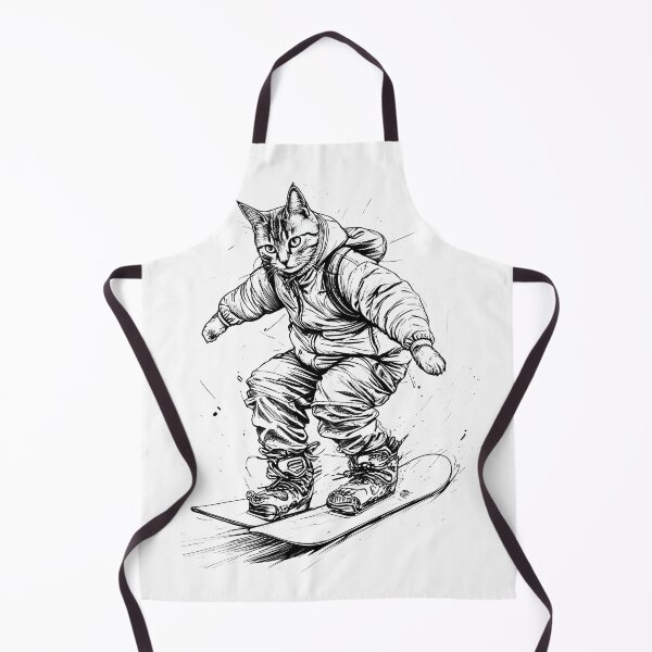 Item preview, Cat Snowboarding Streetwear Illustration carving sharply downhill designed and sold by Uglyandcute.