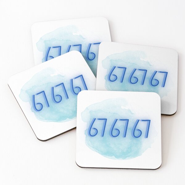 Item preview, 67 / Six Seven in Blue Shades – Typographic Illustration designed and sold by iamKRUK.