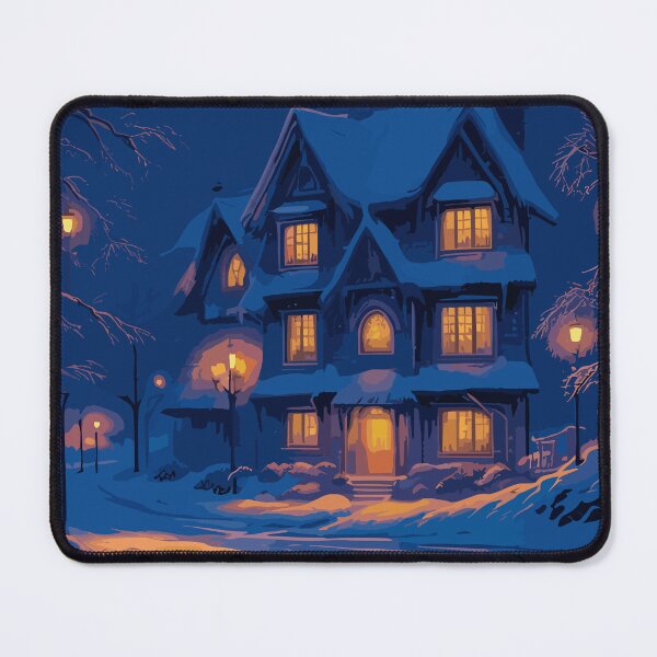 Item preview, Winter Evening I Enchanting Cottage with Snowy Landscape Illustration designed and sold by PrithviApparels.