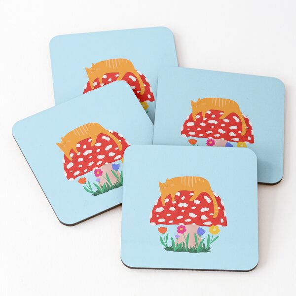 Item preview, Orange Cat Asleep on Mushroom designed and sold by Stephanie McRae.