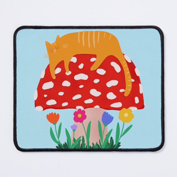 Item preview, Orange Cat Asleep on Mushroom designed and sold by Stephanie McRae.