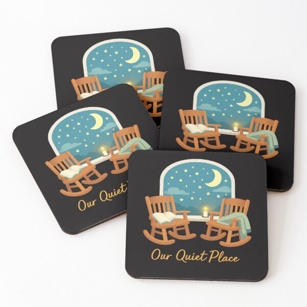 Item preview, Our Quiet Place – Cozy Night Illustration with Rocking Chairs, Book & Candle designed and sold by FrameFlow.