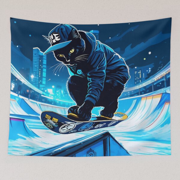 Item preview, Cat Snowboarding Streetwear Illustration 360 spin  designed and sold by Uglyandcute.