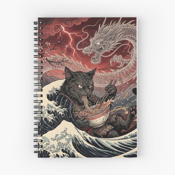 Item preview, Ferocious Dragon Cat Ramen – Blood Moon Dark Ukiyo-e Art designed and sold by KaryaVisionSTR.