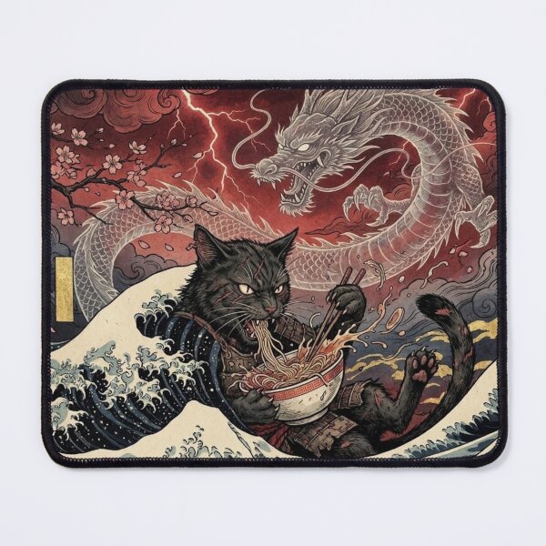 Item preview, Ferocious Dragon Cat Ramen – Blood Moon Dark Ukiyo-e Art designed and sold by KaryaVisionSTR.