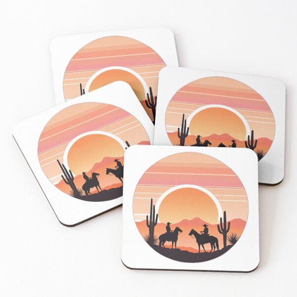 Item preview, Cowboy Silhouette at Sunset – Desert Cactus Scene designed and sold by Blassstein.