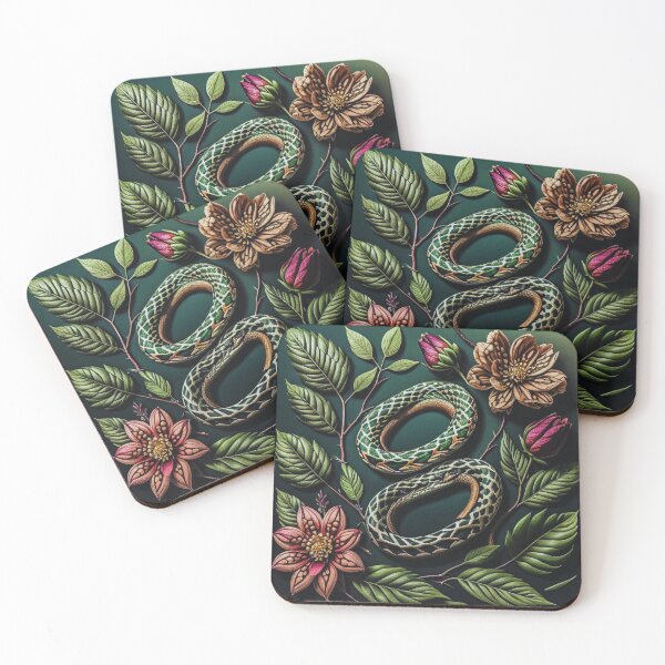 Item preview, Sacred Serpent of the Forest – Botanical Snake Symbol Art designed and sold by hallwell.