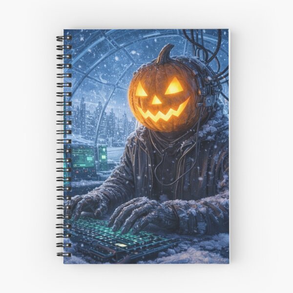 Item preview, Headless Horseman Cyber Hacker in Snowstorm — Sci-Fi Art Winter Fantasy Illustration designed and sold by TheHorsemanRidesAgain.