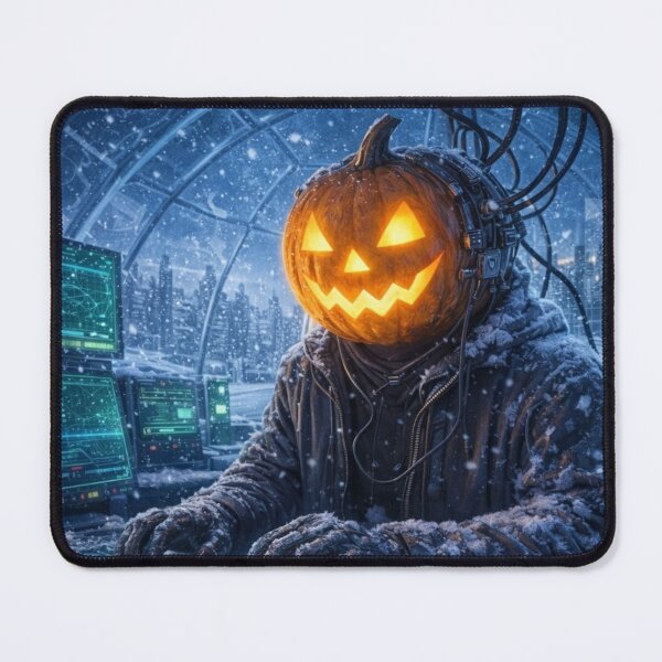 Item preview, Headless Horseman Cyber Hacker in Snowstorm — Sci-Fi Art Winter Fantasy Illustration designed and sold by TheHorsemanRidesAgain.