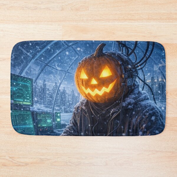Item preview, Headless Horseman Cyber Hacker in Snowstorm — Sci-Fi Art Winter Fantasy Illustration designed and sold by TheHorsemanRidesAgain.