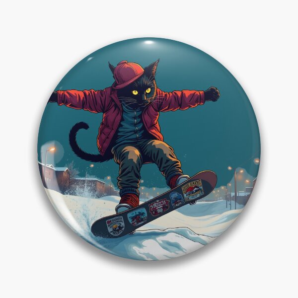 Item preview, Cat Snowboarding Streetwear Illustration BLACK CAT 360 spin  designed and sold by Uglyandcute.