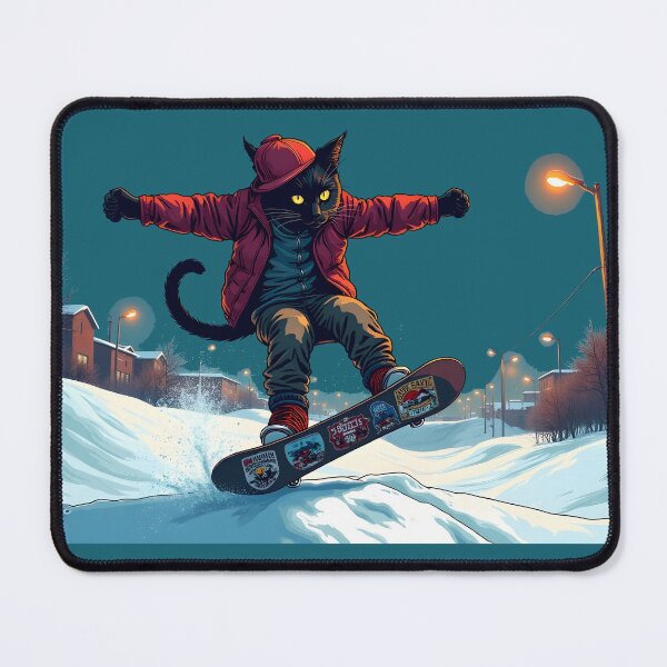 Item preview, Cat Snowboarding Streetwear Illustration BLACK CAT 360 spin designed and sold by Uglyandcute.
