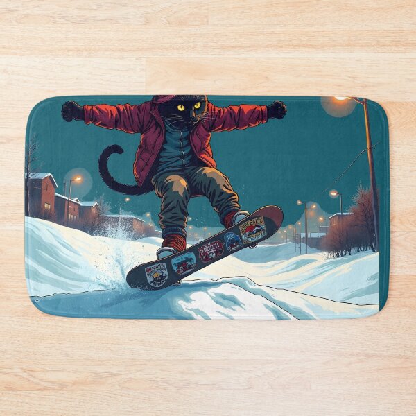 Item preview, Cat Snowboarding Streetwear Illustration BLACK CAT 360 spin  designed and sold by Uglyandcute.
