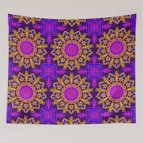 Item preview, "Radiant Mandala with Pink Circles and Floral Geometry" designed and sold by nighttime1990.