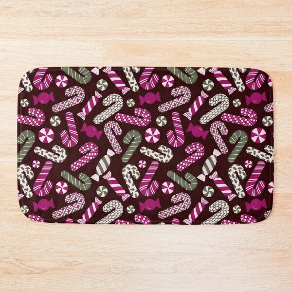 Item preview, Candies & Candy Canes - Olive Green & Magenta on Deep Burgundy Maroon designed and sold by thecolorbirdie.