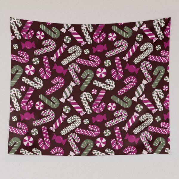 Item preview, Candies & Candy Canes - Olive Green & Magenta on Deep Burgundy Maroon designed and sold by thecolorbirdie.