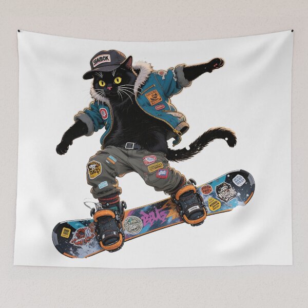 Item preview, Cat Snowboarding Streetwear Illustration 360 spin  designed and sold by Uglyandcute.
