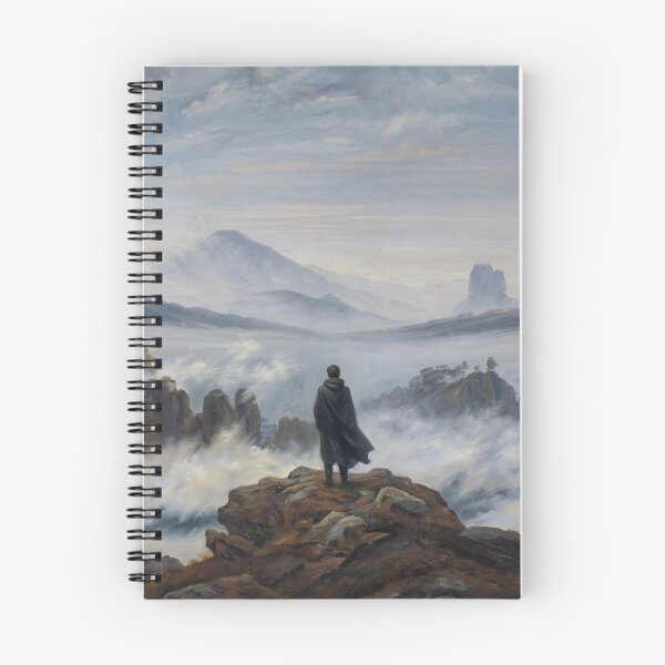 Item preview, Wanderer Above Misty Mountains Poster, Solitary Figure on Rocky Cliff Romanticism Art Print, Foggy Landscape Wall Decor Inspired by Caspar David Friedrich designed and sold by AbstractAuraArt.