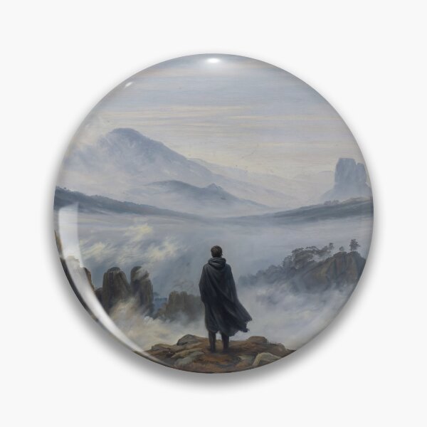 Item preview, Wanderer Above Misty Mountains Poster, Solitary Figure on Rocky Cliff Romanticism Art Print, Foggy Landscape Wall Decor Inspired by Caspar David Friedrich designed and sold by AbstractAuraArt.