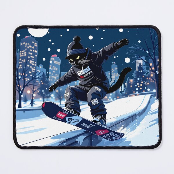 Item preview, Cat Snowboarding Streetwear Illustration 360 spin designed and sold by Uglyandcute.