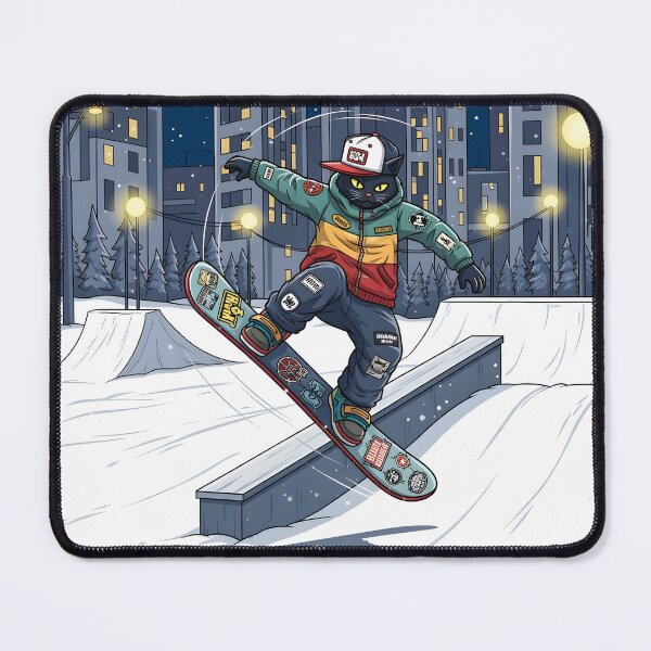 Item preview, Cat Snowboarding Streetwear Illustration 360 spin designed and sold by Uglyandcute.