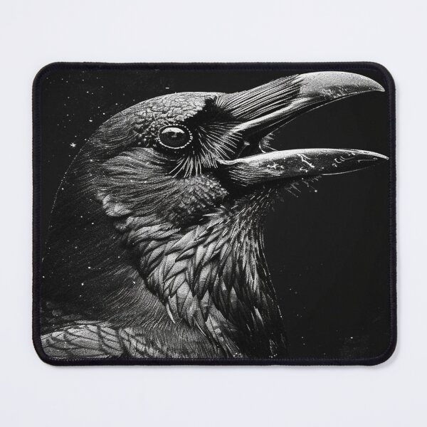 Aperçu de l'œuvre Portrait de Corbeau Sombre – Art Gothique Noir et Blanc créée et vendue par ElGrandeDesign.