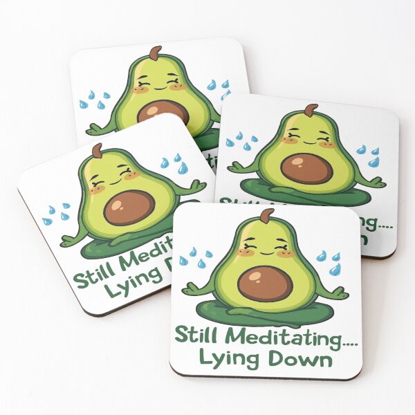 Item preview, Still Meditating… Lying Down – Cute Avocado Yoga Humor Cartoon Design designed and sold by RMTrendy.