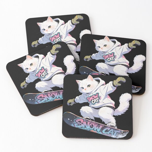 Item preview, Cat Snowboarding Streetwear IWhite fluffy cat landing a perfect snowboard jump, designed and sold by Uglyandcute.