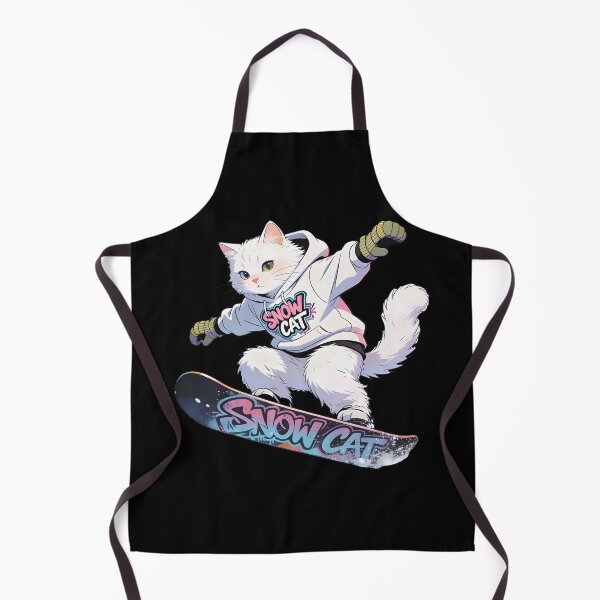Item preview, Cat Snowboarding Streetwear IWhite fluffy cat landing a perfect snowboard jump, designed and sold by Uglyandcute.