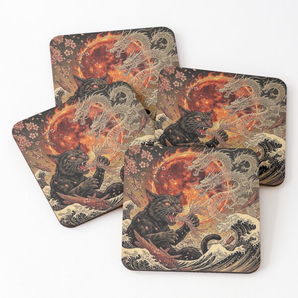 Item preview, Demonic Dragon Cat Ramen – Crimson Moon Brutal Ukiyo-e Art designed and sold by KaryaVisionSTR.