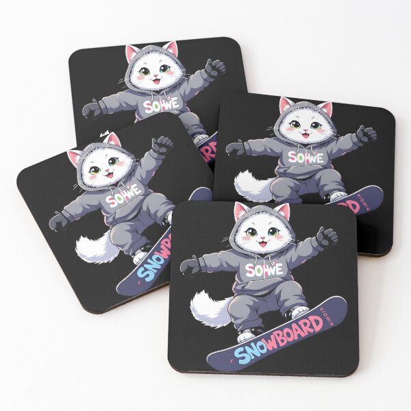 Item preview, Cat Snowboarding Streetwear IWhite fluffy cat landing a perfect snowboard jump, designed and sold by Uglyandcute.