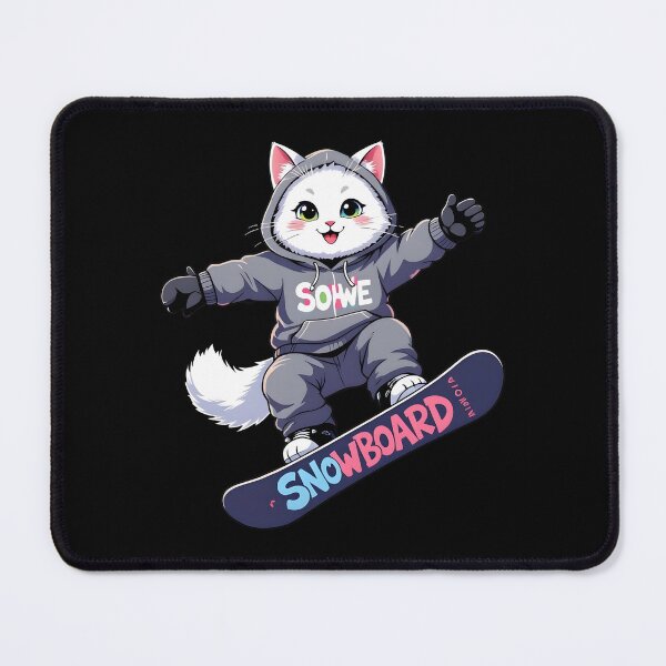 Item preview, Cat Snowboarding Streetwear IWhite fluffy cat landing a perfect snowboard jump, designed and sold by Uglyandcute.