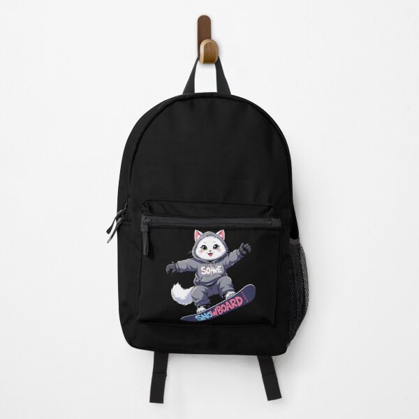 Item preview, Cat Snowboarding Streetwear IWhite fluffy cat landing a perfect snowboard jump, designed and sold by Uglyandcute.