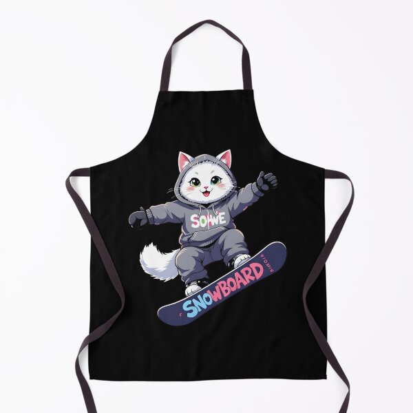 Item preview, Cat Snowboarding Streetwear IWhite fluffy cat landing a perfect snowboard jump, designed and sold by Uglyandcute.