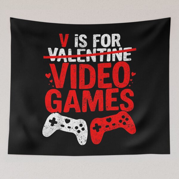 Item preview, V Is For Video Games Gamer Valentine's Day designed and sold by MerchDeviant.