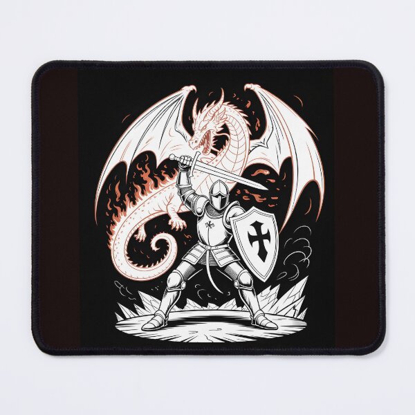 Aperçu de l'œuvre Chevalier contre Dragon - Bataille épique de fantasy médiévale créée et vendue par Viktorio Art Shop.