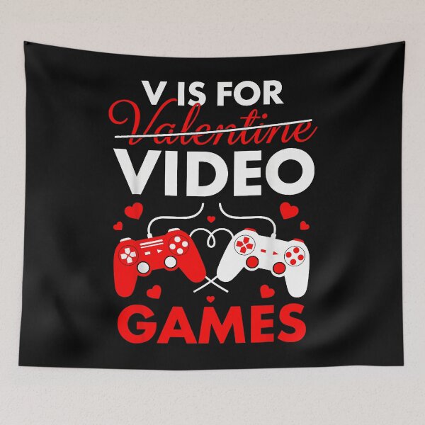 Item preview, V Is For Valentine Video Games Gamer Valentine's Day designed and sold by MerchDeviant.