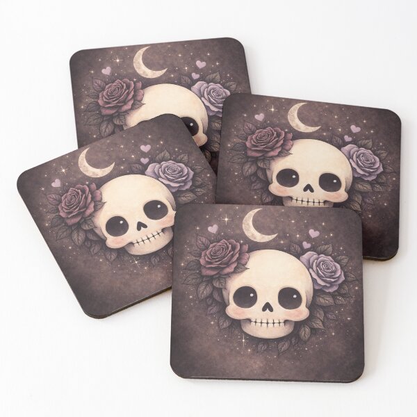 Item preview, Cute Skull with Roses – Gothic Floral Skull Art designed and sold by PunchDrop.
