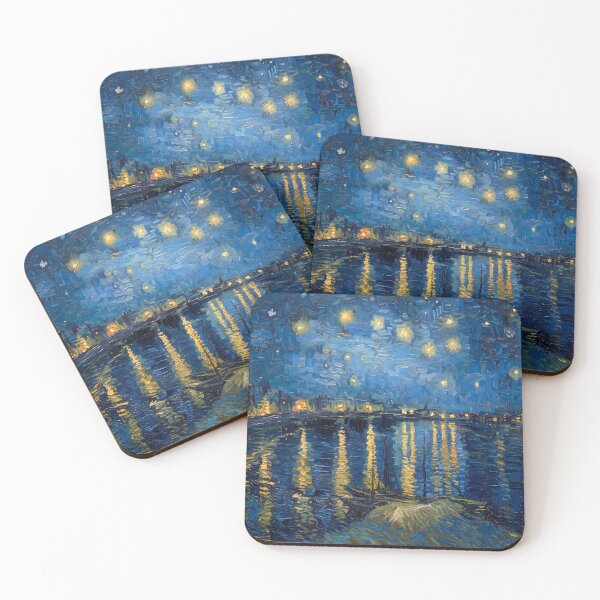 Item preview, Starry Night Over the Rhone Van Gogh Inspired Poster, Tranquil Riverside Print Decor designed and sold by AbstractAuraArt.