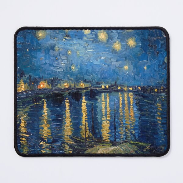 Item preview, Starry Night Over the Rhone Van Gogh Inspired Poster, Tranquil Riverside Print Decor designed and sold by AbstractAuraArt.