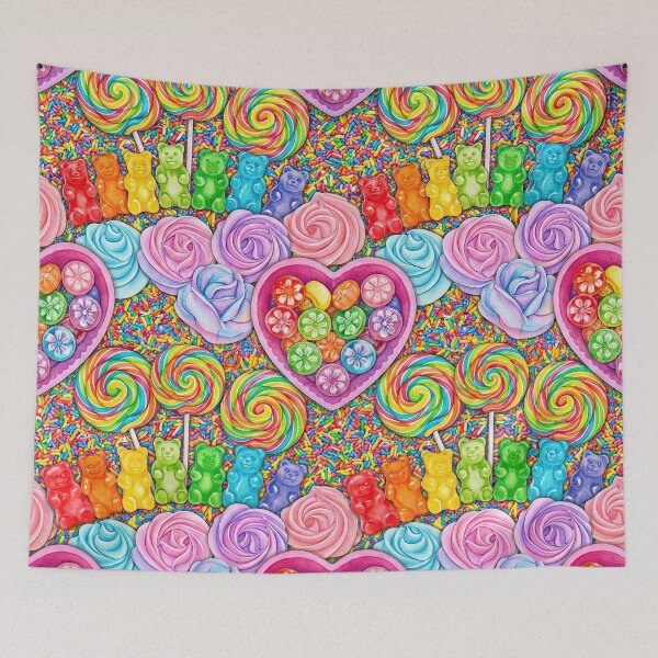 Item preview, Sweet Tooth Candy Pattern - Rainbow Lollipops & Gummy Bears designed and sold by SavinMercantile.