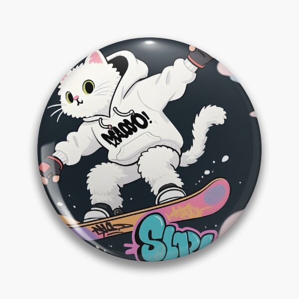 Item preview, Cat Snowboarding Streetwear IWhite fluffy cat landing a perfect snowboard jump, designed and sold by Uglyandcute.