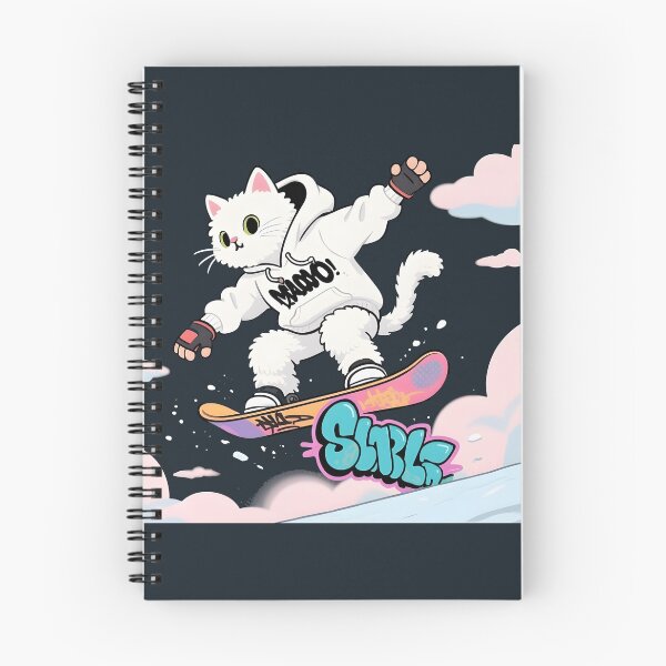 Item preview, Cat Snowboarding Streetwear IWhite fluffy cat landing a perfect snowboard jump, designed and sold by Uglyandcute.