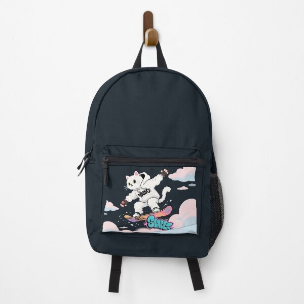 Item preview, Cat Snowboarding Streetwear IWhite fluffy cat landing a perfect snowboard jump, designed and sold by Uglyandcute.