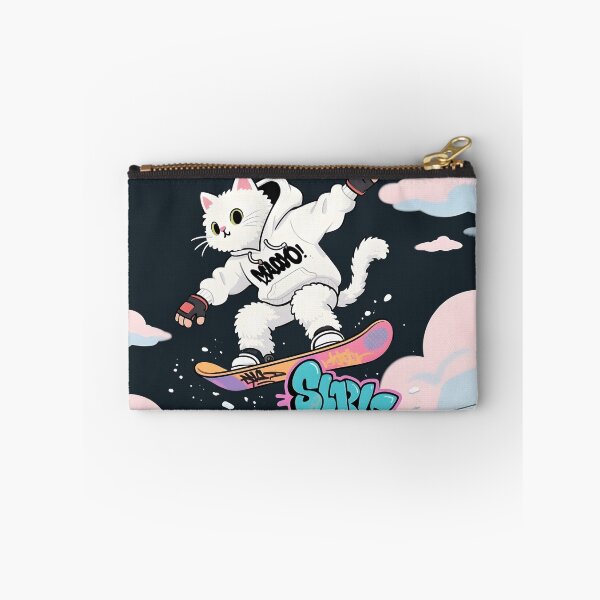 Item preview, Cat Snowboarding Streetwear IWhite fluffy cat landing a perfect snowboard jump, designed and sold by Uglyandcute.
