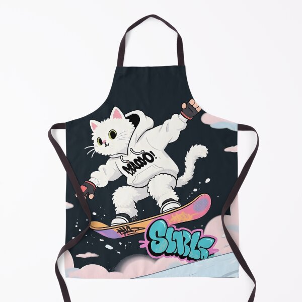 Item preview, Cat Snowboarding Streetwear IWhite fluffy cat landing a perfect snowboard jump, designed and sold by Uglyandcute.