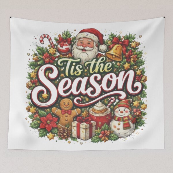 Item preview, ’Tis the Season – Festive Christmas Wreath with Santa & Holiday Icons designed and sold by Megazions.
