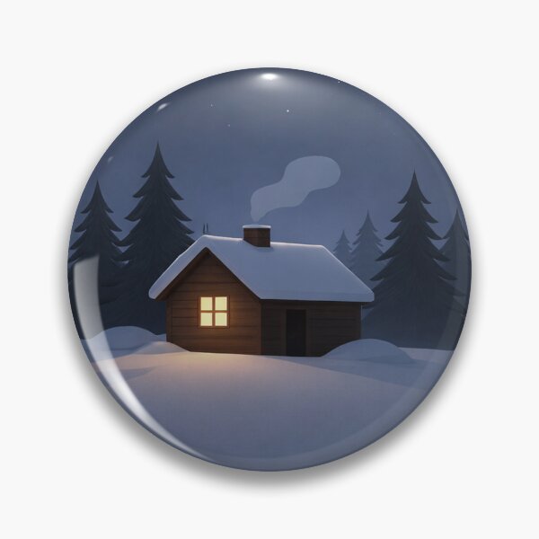 Item preview, Nordic Winter Night Cabin – Minimal Scandinavian Night Illustration designed and sold by Fernova.