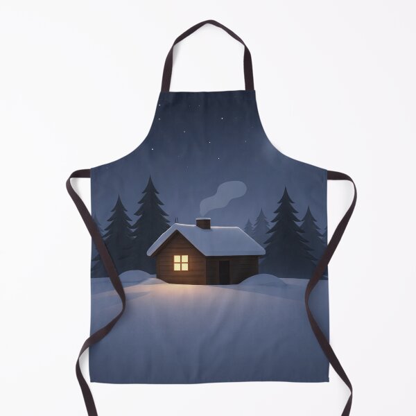 Item preview, Nordic Winter Night Cabin – Minimal Scandinavian Night Illustration designed and sold by Fernova.